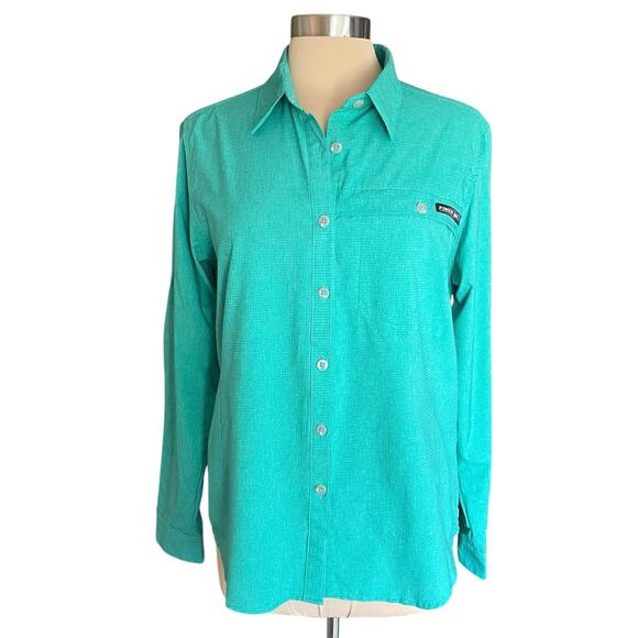 Little Donkey Andy Button Up Shirt Womens MED Dry Tech UPF50+ Fishing Camping - Picture 1 of 14